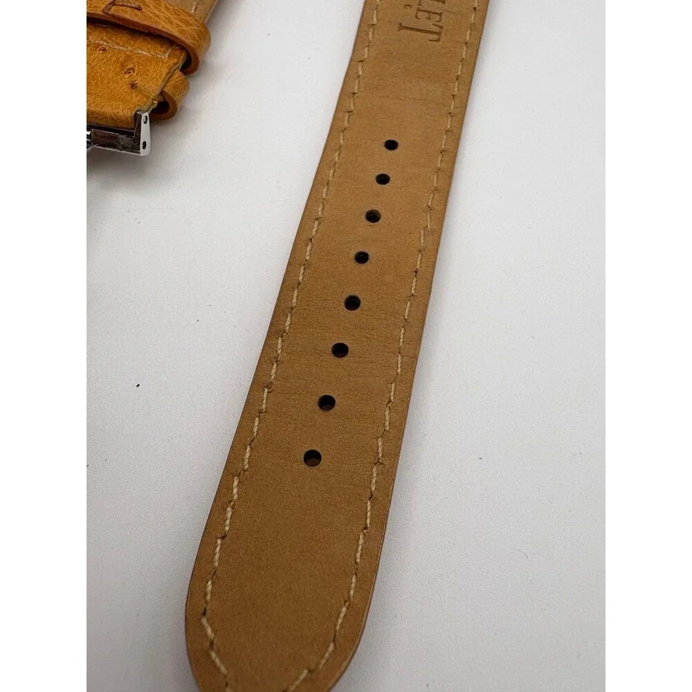 OEM Nicolet 1886 Tan Genuine Ostrich Leather Watch Strap 20mm Deployment Clasp